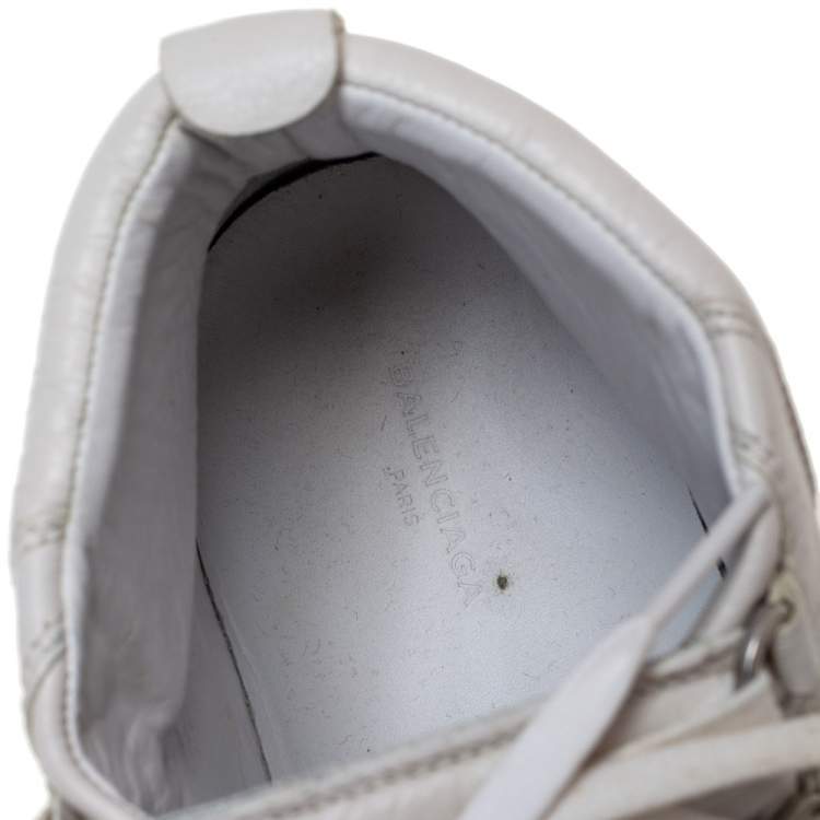 Pre Owned Balenciaga White Leather Arena Sneakers Size 42