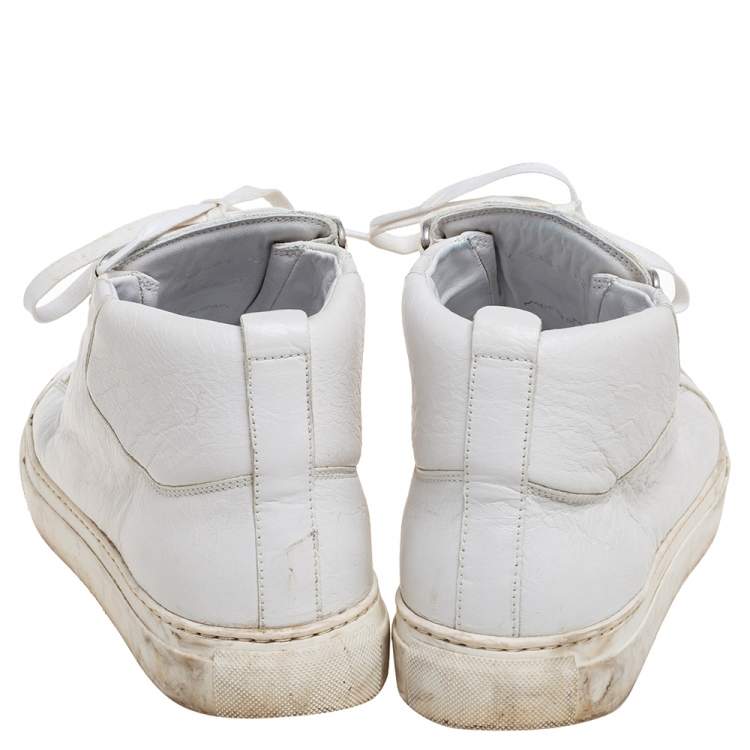 Pre Owned Balenciaga White Leather Arena Sneakers Size 42