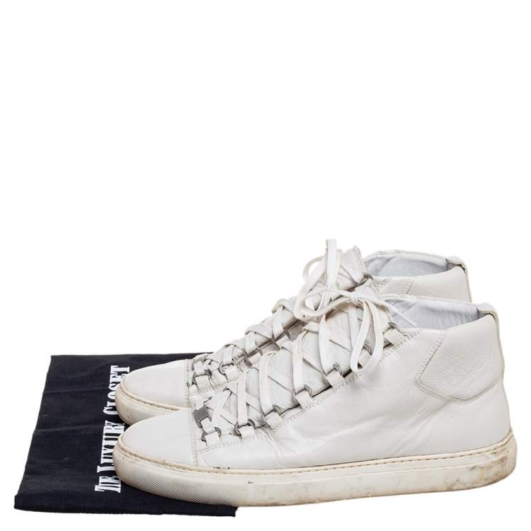 Pre Owned Balenciaga White Leather Arena Sneakers Size 42