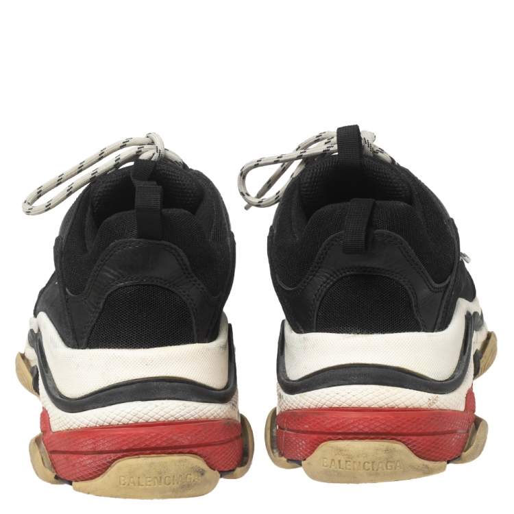 Pre Owned Balenciaga Black Mesh And Nubuck Leather Triple S Low Top Sneakers Size 43