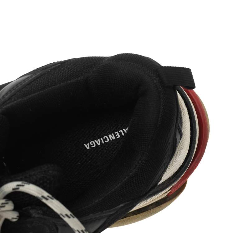 Pre Owned Balenciaga Black Mesh And Nubuck Leather Triple S Low Top Sneakers Size 43