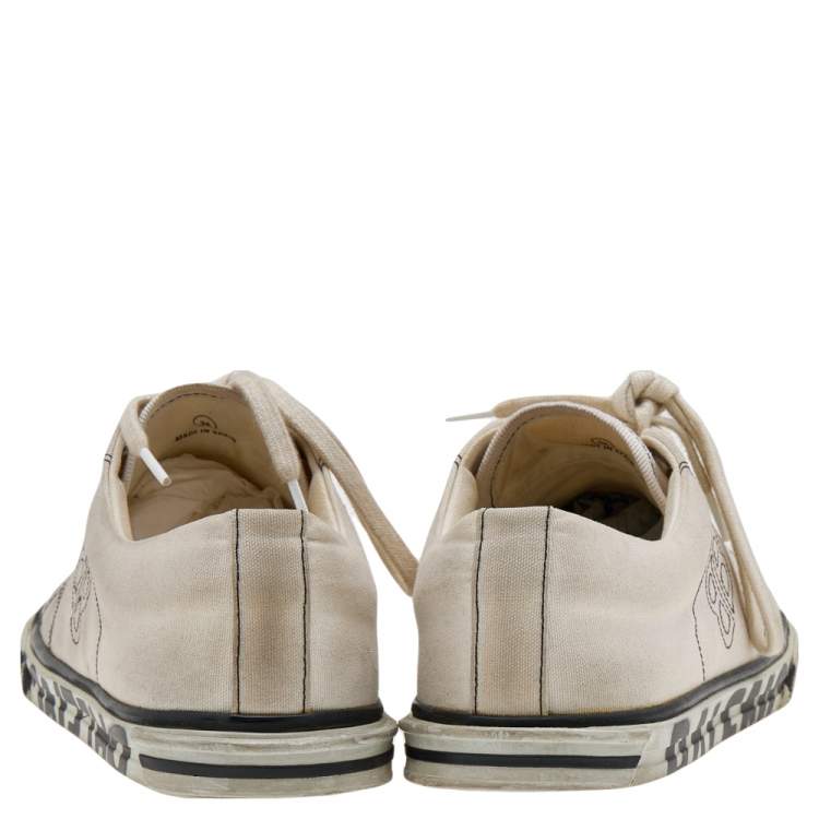 Pre Owned Balenciaga White Canvas Match Distressed Low Top Sneakers Size 36