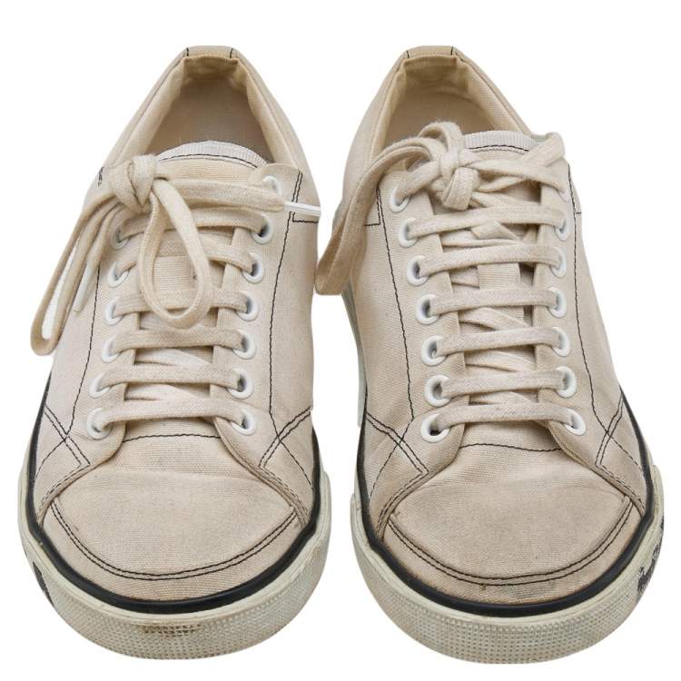 Pre Owned Balenciaga White Canvas Match Distressed Low Top Sneakers Size 36