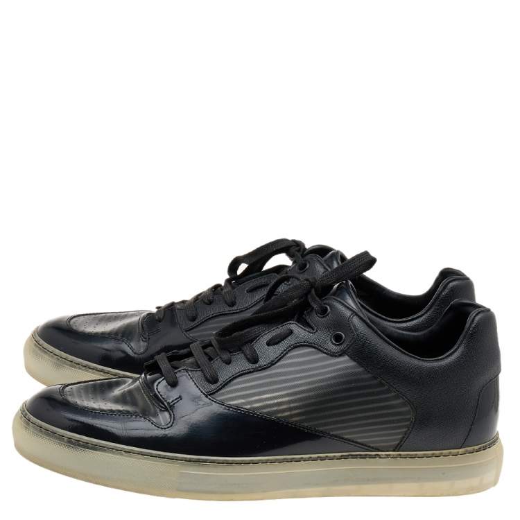 مملوكة مسبقًا Balenciaga Black Patent Leather And PVC Patchwork Low Top Sneakers Size 44