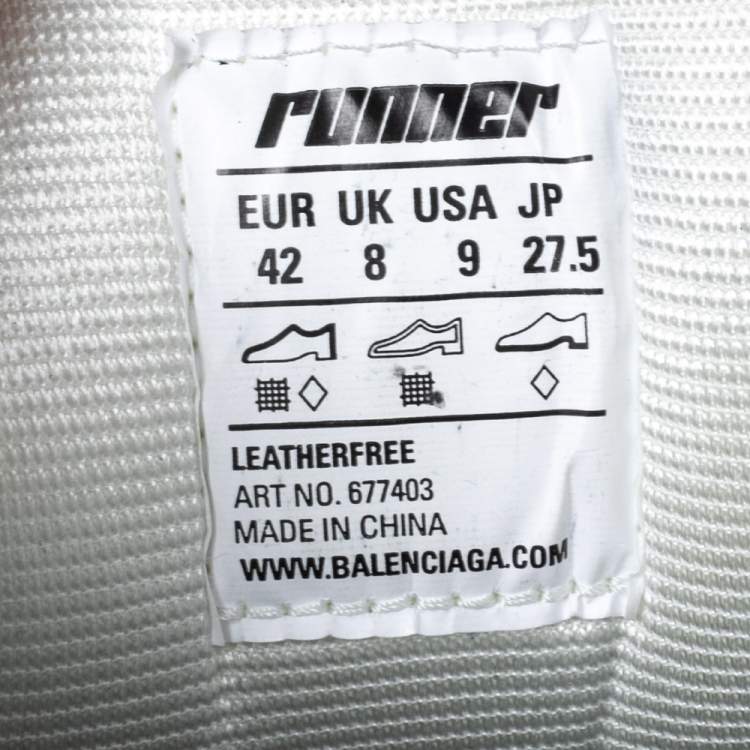 Pre Owned Balenciaga White/Burgundy Mesh And Synthetic Leather Runner Low Top Sneakers Size 42