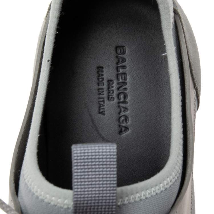 مملوكة مسبقًا Balenciaga Grey Leather And Fabric Race Runner Sneakers Size 44