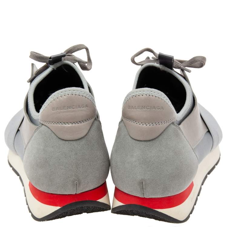 مملوكة مسبقًا Balenciaga Grey Leather And Fabric Race Runner Sneakers Size 44