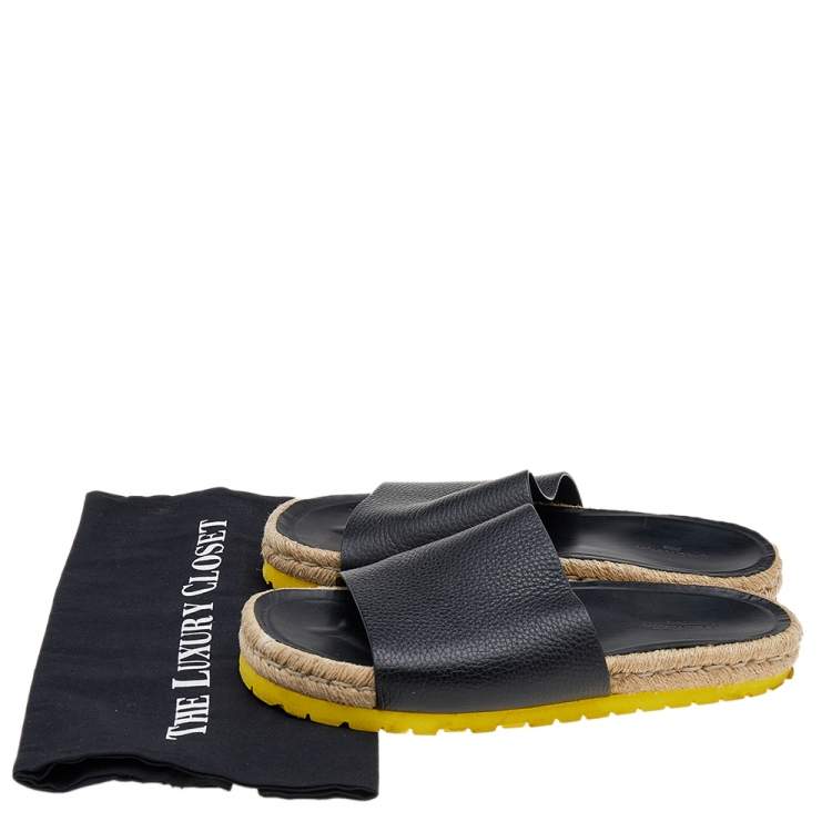 Pre Owned Balenciaga Black Leather Espadrille Flats Size 40