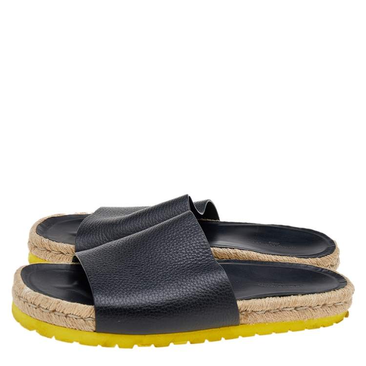 Pre Owned Balenciaga Black Leather Espadrille Flats Size 40