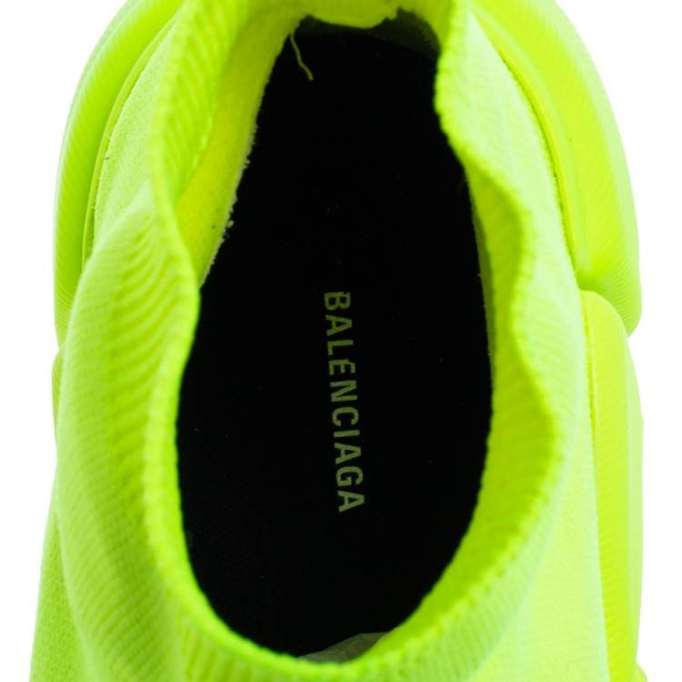 مملوكة مسبقًا Balenciaga Green Knit Fabric Speed High Top Sneakers Size 44