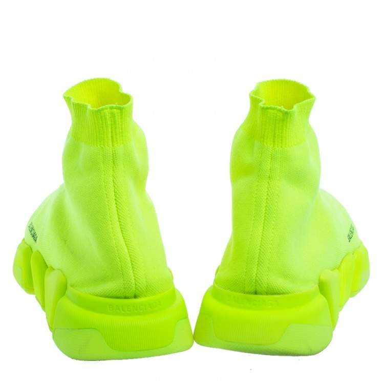 مملوكة مسبقًا Balenciaga Green Knit Fabric Speed High Top Sneakers Size 44