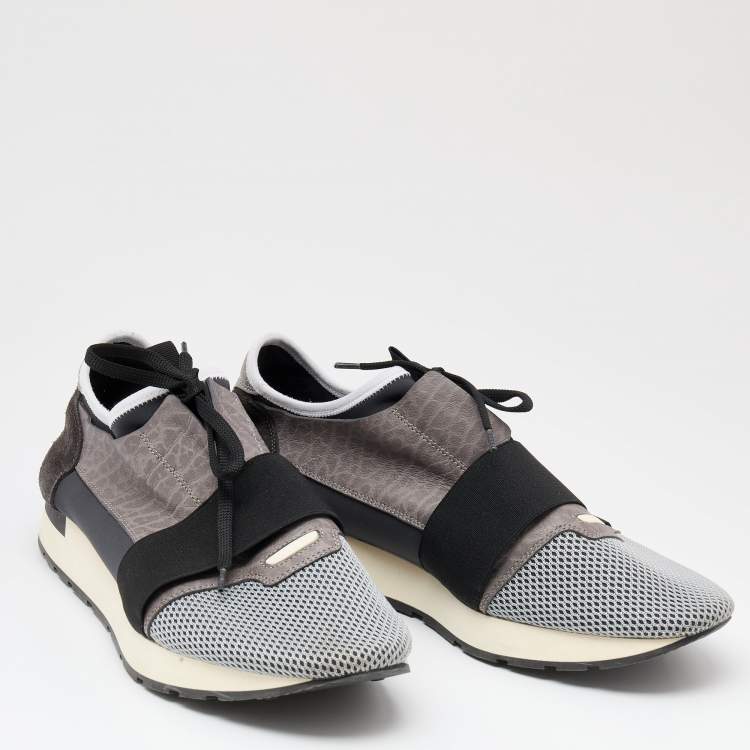 Pre Owned Balenciaga Multicolor Mesh And Leather Race Runner Sneakers Size 45
