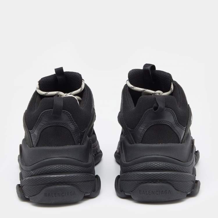 مملوكة مسبقًا Balenciaga Black Nubuck Leather And Mesh Triple S Sneakers Size 41