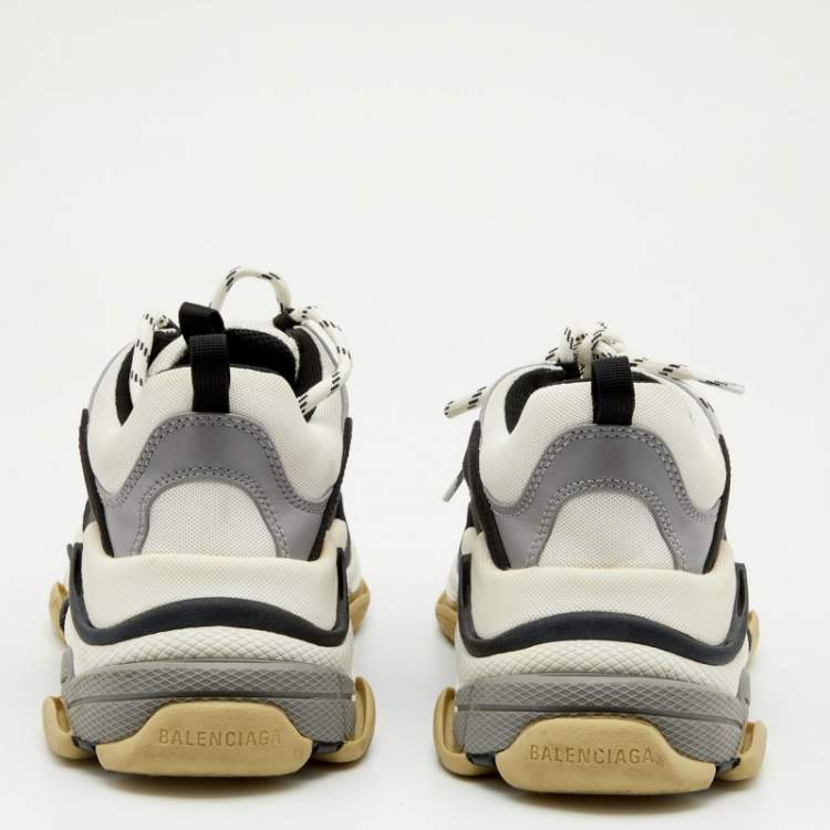 Pre Owned Balenciaga Black/White Leather And Mesh Triple S Clear Sneakers Size 41