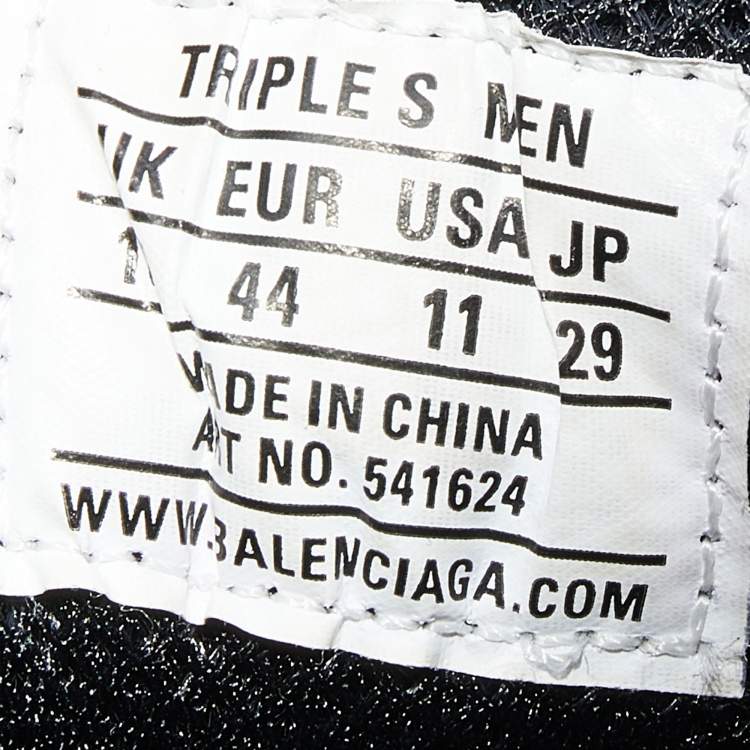 Pre Owned Balenciaga Black Mesh and Leather Triple S Sneakers Size 44