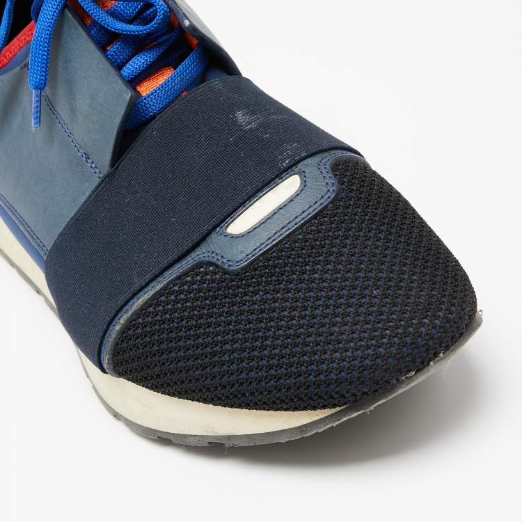 مملوكة مسبقًا Balenciaga Multicolor Knit Fabric And Leather Race Runner Low Top Sneakers Size 42