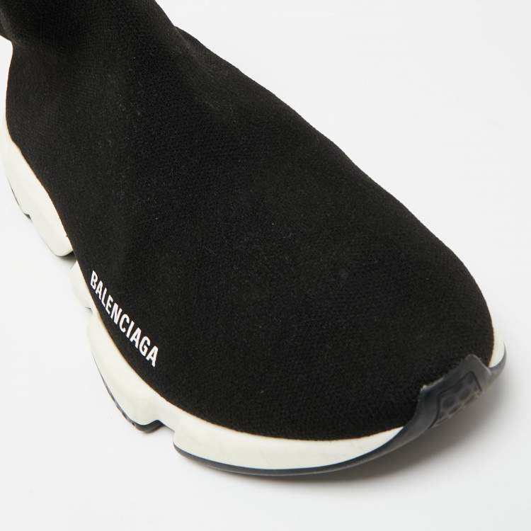 Pre Owned Balenciaga Black Knit Fabric Speed High Top Sneakers 42