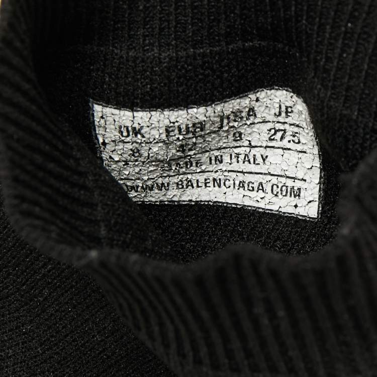 Pre Owned Balenciaga Black Knit Fabric Speed High Top Sneakers 42