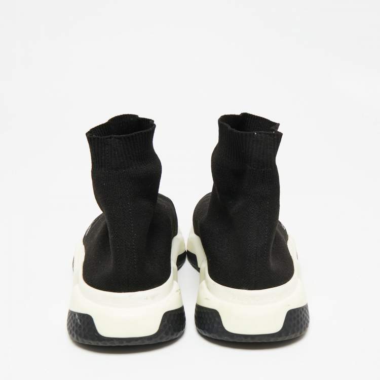 Pre Owned Balenciaga Black Knit Fabric Speed High Top Sneakers 42