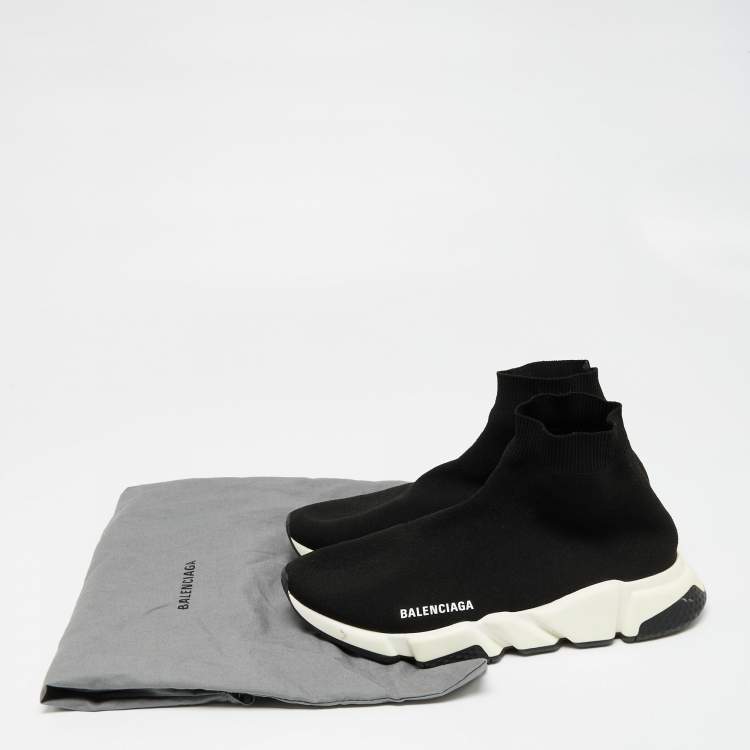 Pre Owned Balenciaga Black Knit Fabric Speed High Top Sneakers 42
