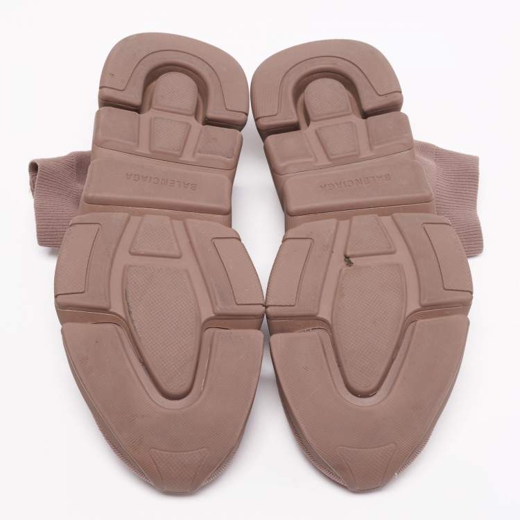 مملوكة مسبقًا Balenciaga Light Brown Knit Fabric Speed Trainer High-Top Sneakers Size 45