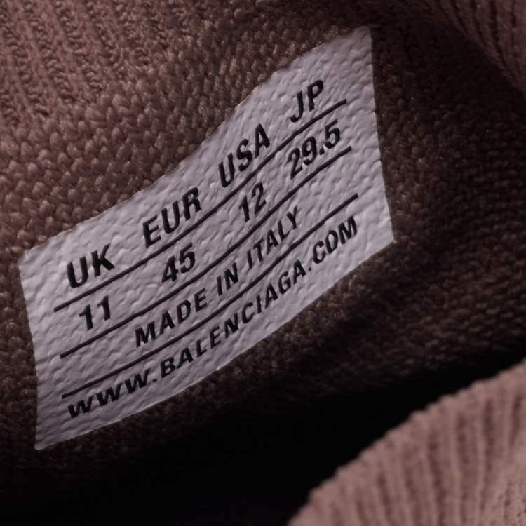مملوكة مسبقًا Balenciaga Light Brown Knit Fabric Speed Trainer High-Top Sneakers Size 45