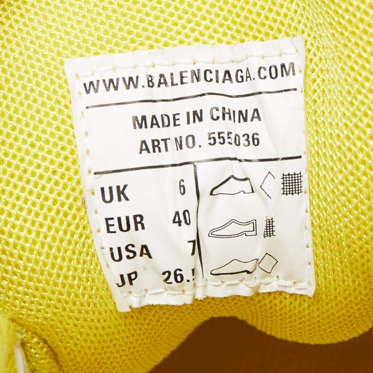 Pre Owned Balenciaga Yellow/Blue Mesh and Leather Track Low-Top Sneakers Size 40