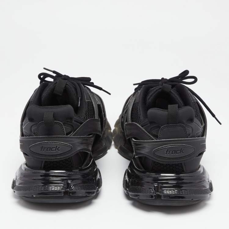 Pre Owned Balenciaga Black Leather and Mesh Track Trainers Low-Top Sneakers Size 46