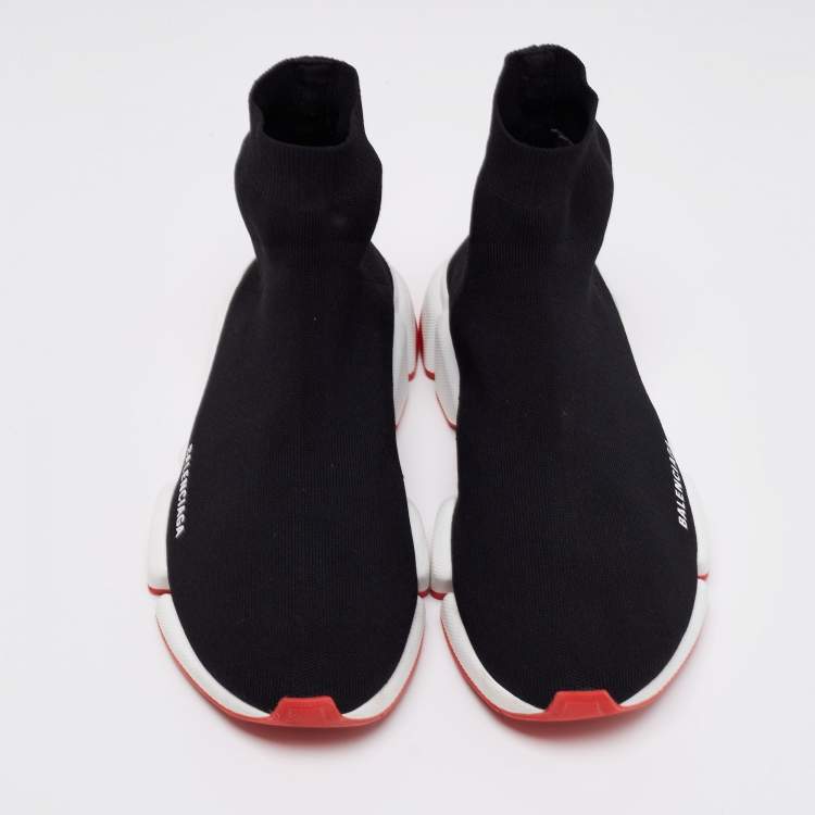Pre Owned Balenciaga Black Knit Fabric Speed Trainer High-Top Sneakers Size 45