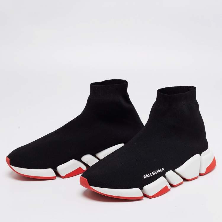 Pre Owned Balenciaga Black Knit Fabric Speed Trainer High-Top Sneakers Size 45