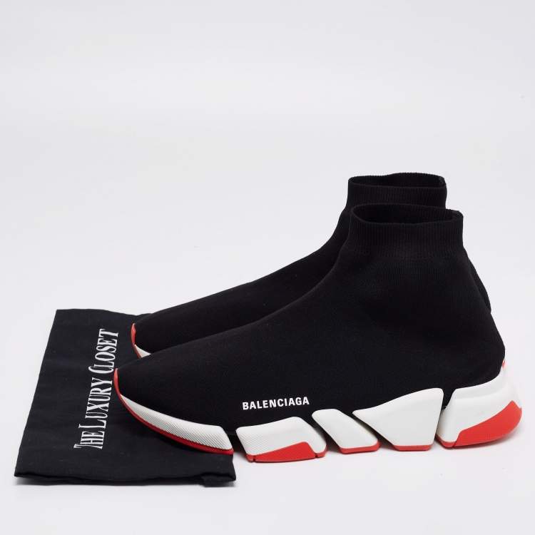 Pre Owned Balenciaga Black Knit Fabric Speed Trainer High-Top Sneakers Size 45