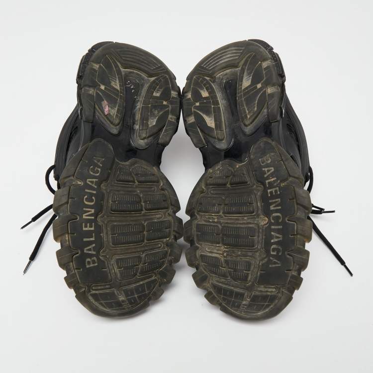 مملوكة مسبقًا Balenciaga Black Mesh, Rubber and Leather Track Low-Top Sneakers Size 40