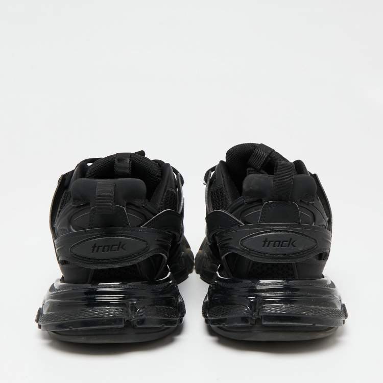 مملوكة مسبقًا Balenciaga Black Mesh, Rubber and Leather Track Low-Top Sneakers Size 40