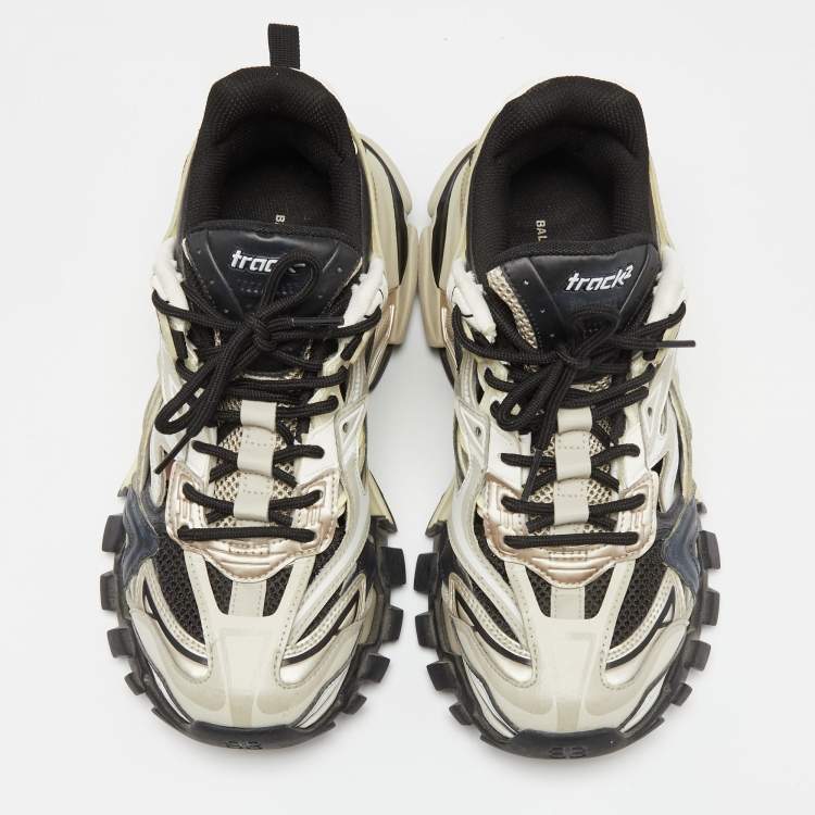 Pre Owned Balenciaga Multicolor Mesh And Leather Track 2 Sneakers Size 40