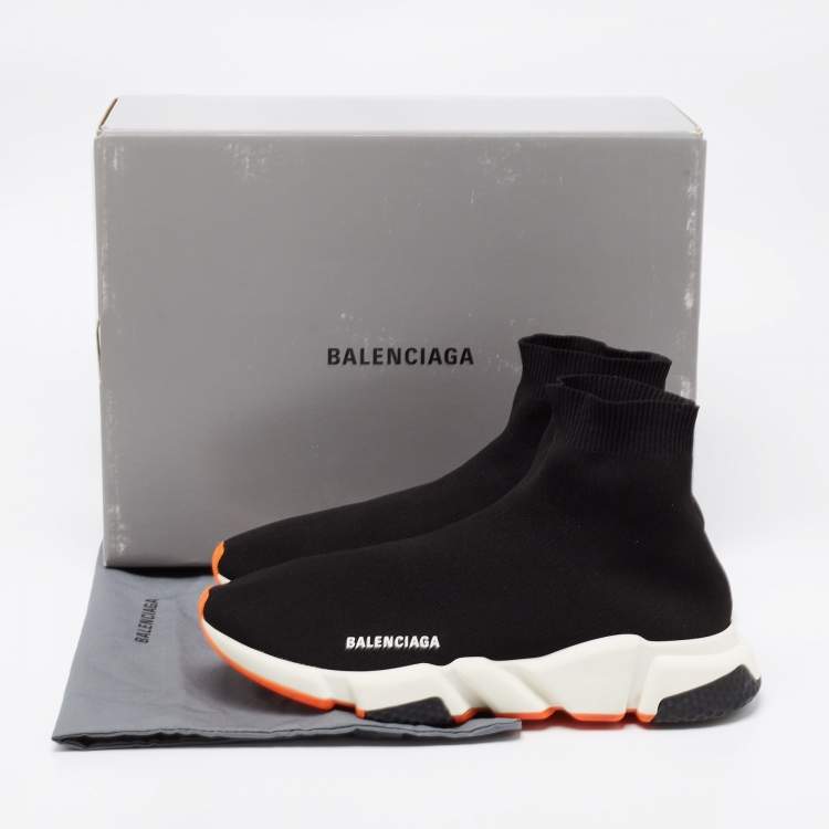 Pre Owned Balenciaga Black  Knit Fabric Speed Slip On Sneakers Size 43