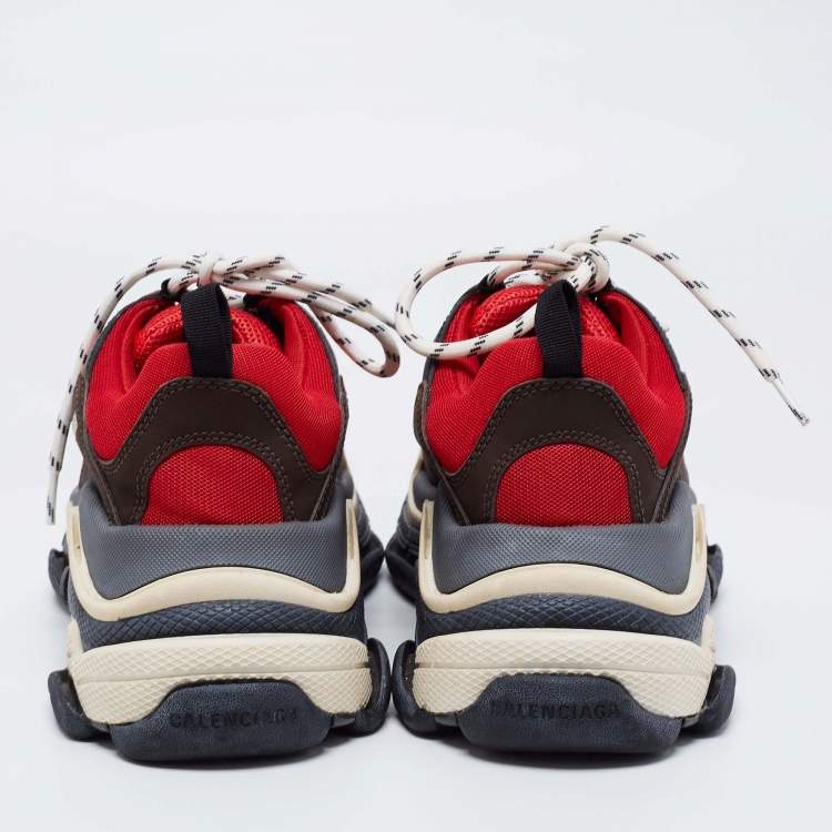 Pre Owned Balenciaga Multicolor Leather And Mesh Triple S Clear Sneakers Size 40