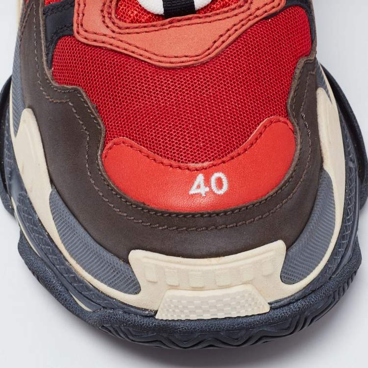 Pre Owned Balenciaga Multicolor Leather And Mesh Triple S Clear Sneakers Size 40