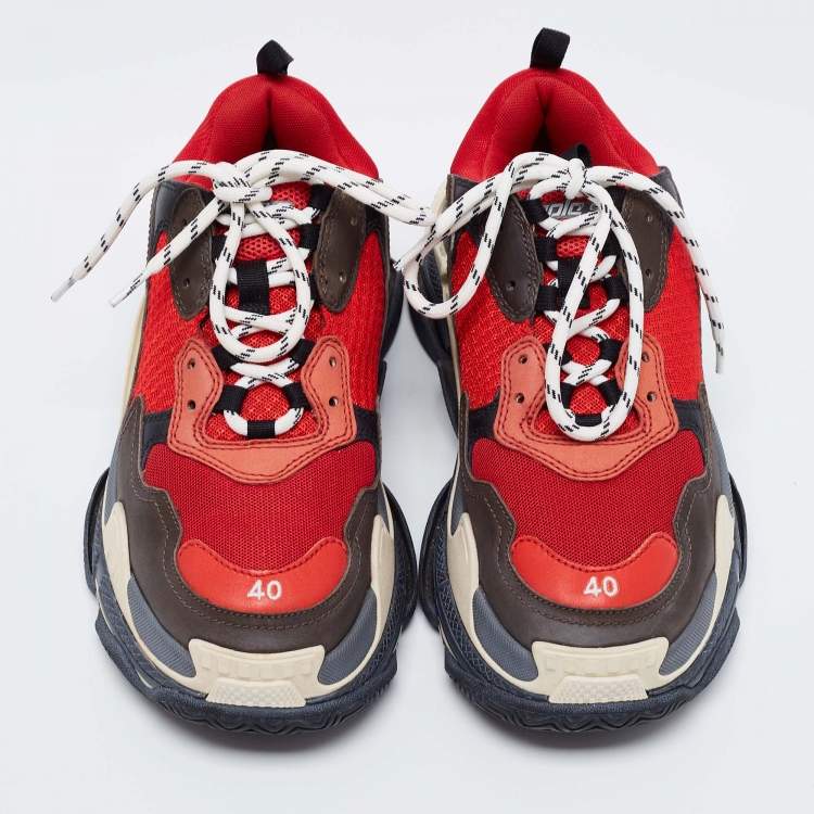 Pre Owned Balenciaga Multicolor Leather And Mesh Triple S Clear Sneakers Size 40