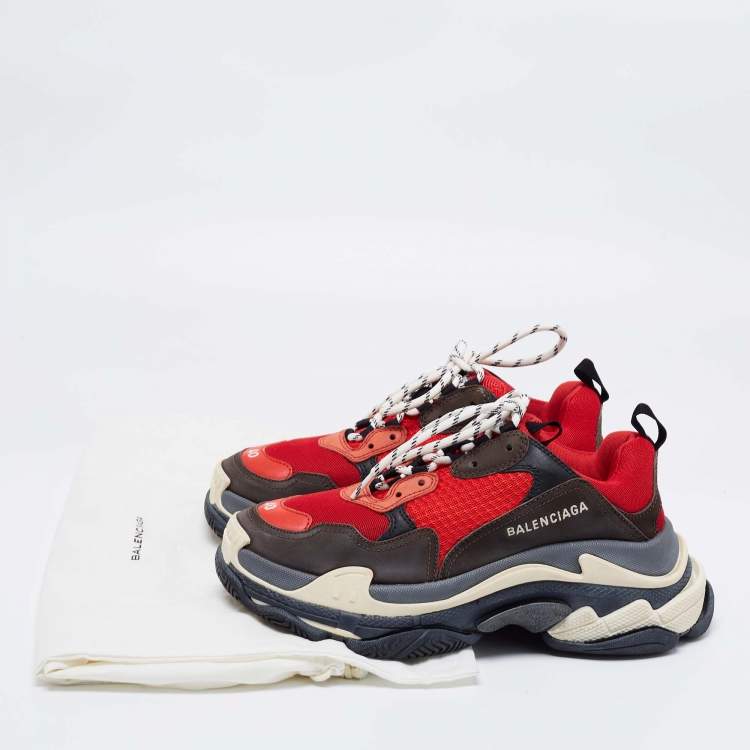 Pre Owned Balenciaga Multicolor Leather And Mesh Triple S Clear Sneakers Size 40