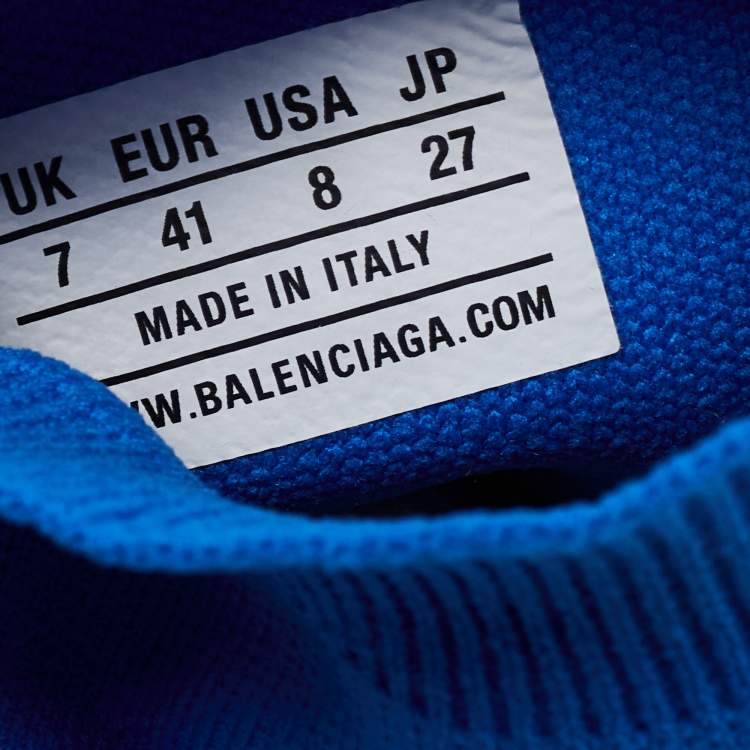 مملوكة مسبقًا Balenciaga Blue Knit Fabric Speed Trainer High Top Sneakers Size 41