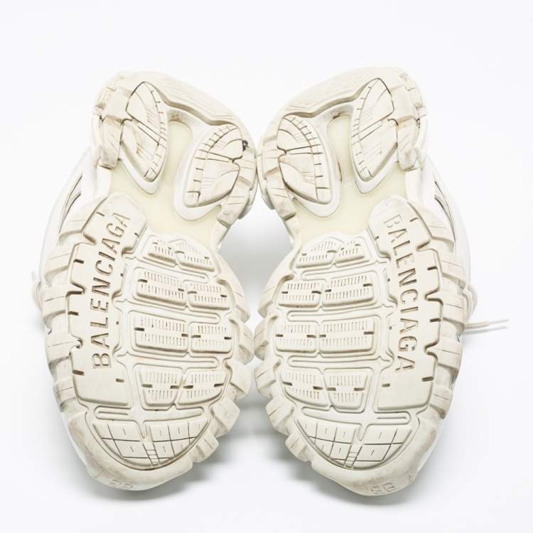 Pre Owned Balenciaga White Mesh And Synthetic Leather Track 2 Lace Up Sneakers Size 42