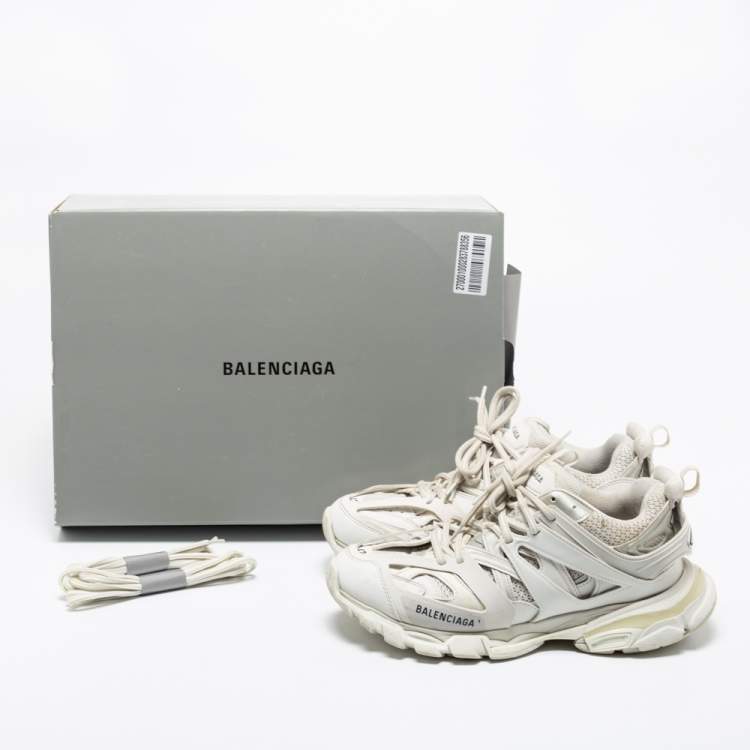 Pre Owned Balenciaga White Mesh And Synthetic Leather Track 2 Lace Up Sneakers Size 42