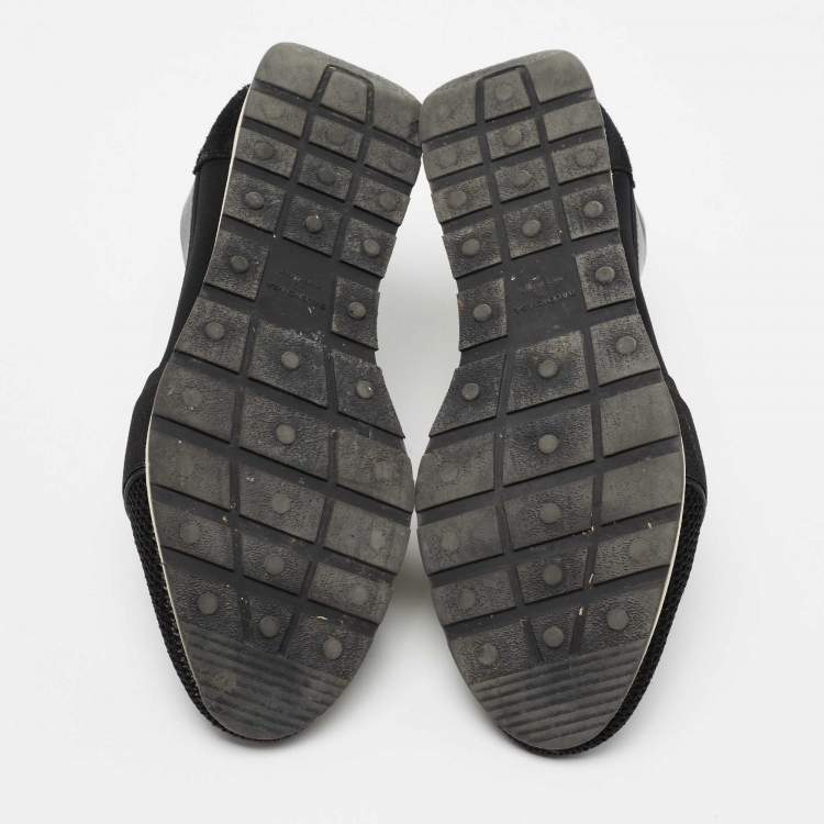 Pre Owned Balenciaga Black Leather And Mesh Runner Sneakers Size 40