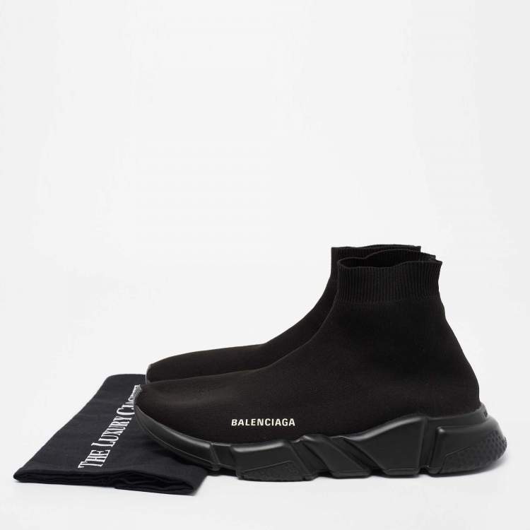 Pre Owned Balenciaga Black Knit Fabric Speed Trainer Sneakers Size 43