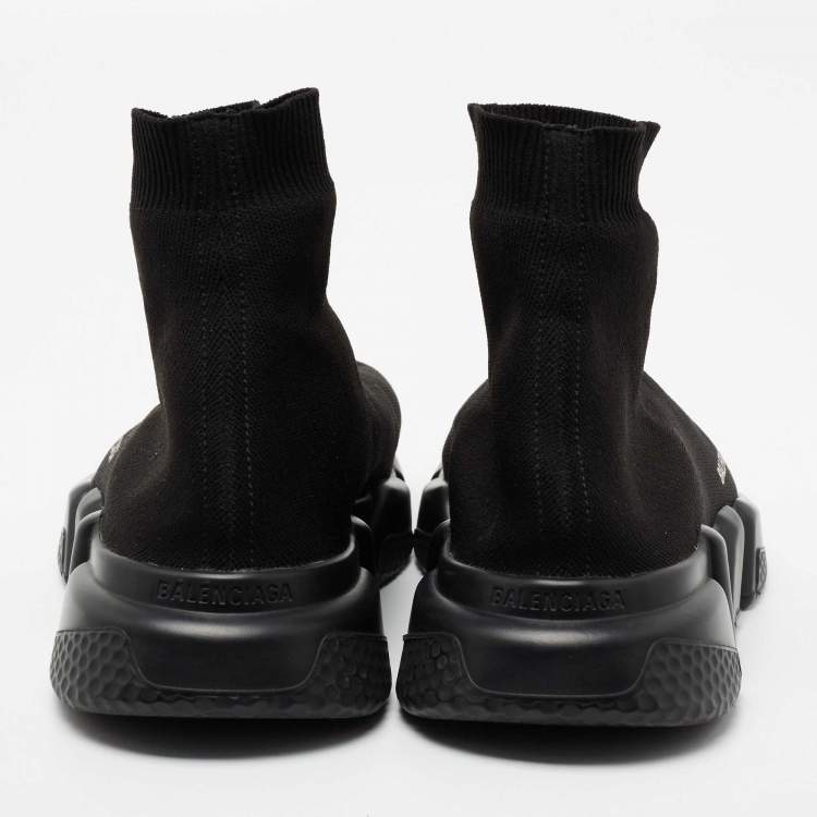 Pre Owned Balenciaga Black Knit Fabric Speed Trainer Sneakers Size 43