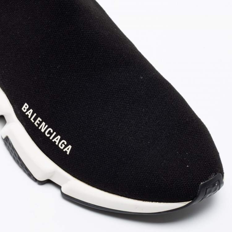 Pre Owned Balenciaga Black Knit Fabric Speed Trainer High-Top Sneakers Size 42