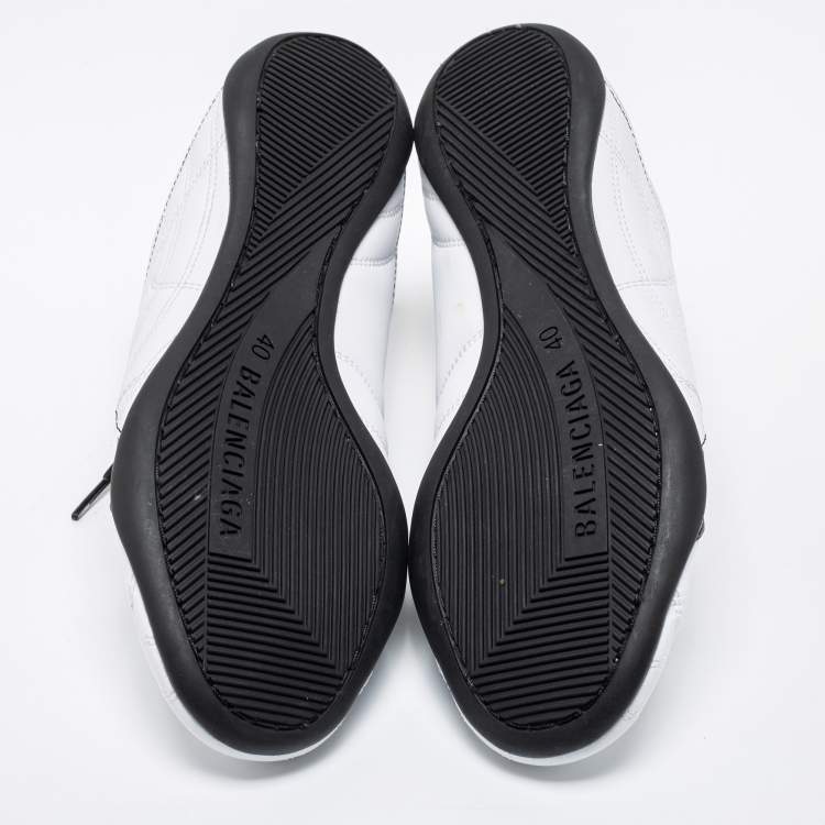 مملوكة مسبقًا Balenciaga White/Black Leather Zen Low Top Sneakers Size 40