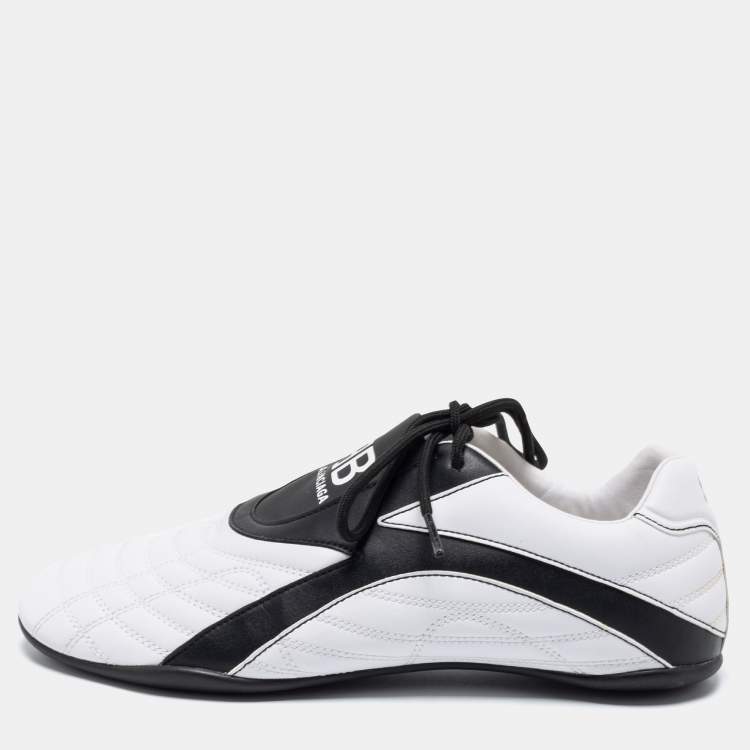 مملوكة مسبقًا Balenciaga White/Black Leather Zen Low Top Sneakers Size 40