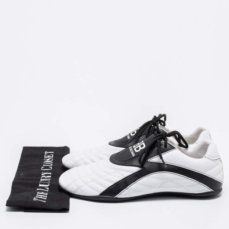 مملوكة مسبقًا Balenciaga White/Black Leather Zen Low Top Sneakers Size 40