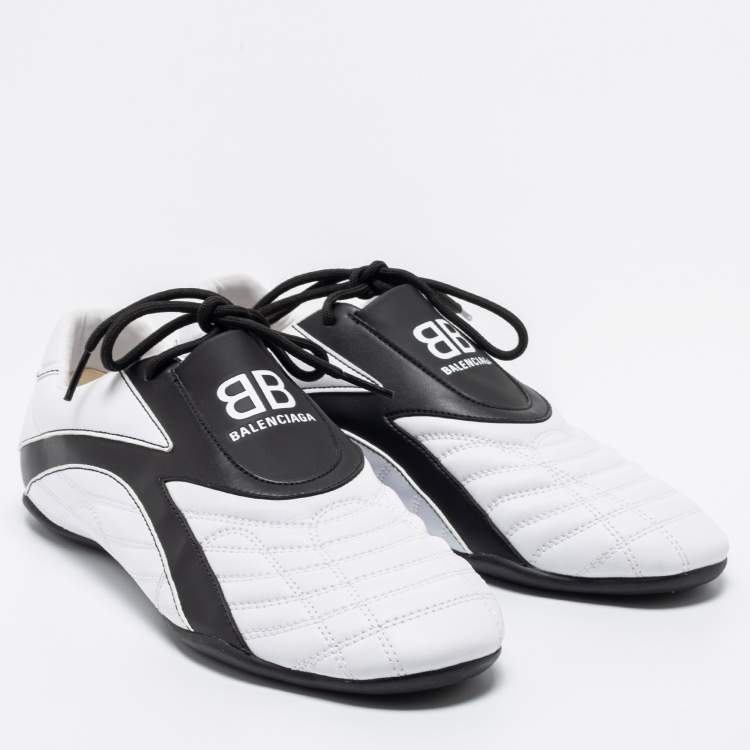 مملوكة مسبقًا Balenciaga White/Black Leather Zen Low Top Sneakers Size 40